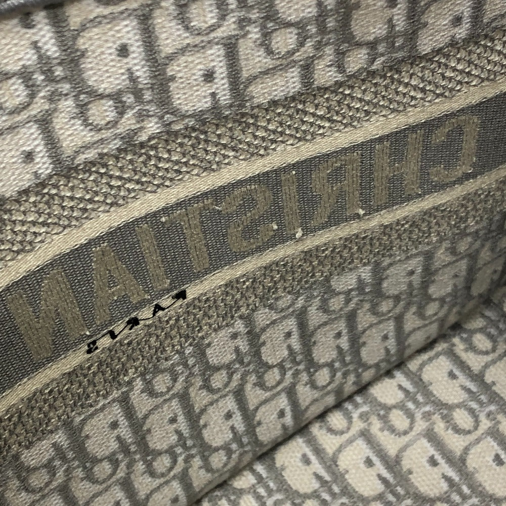 Dior ブックトート ミディアム カバン ハンドバッグ オブリーク エンブロイダリー トートバッグ キャンバス レディース グレー