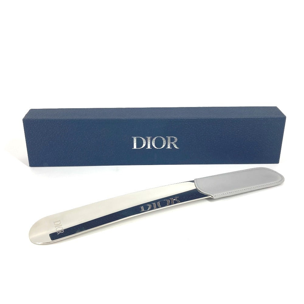 Dior ロゴ ダイヤモンド 靴ベラ インテリア シューホーン 靴べら レザー ユニセックス グレー
