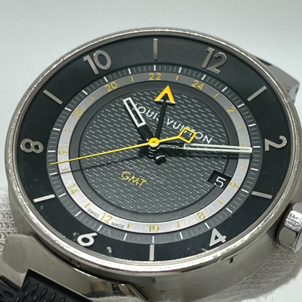LOUIS VUITTON Q8D30 タンブール ムーン GMT 自動巻き 腕時計 SS メンズ シルバー