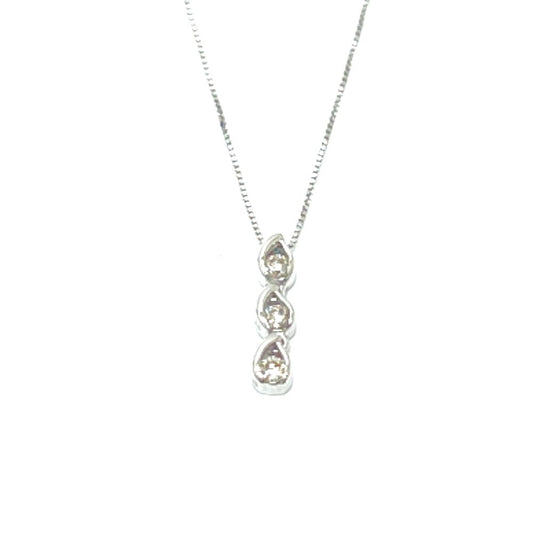 jewelry K10GW 3Pダイヤ ネックレス K18WG レディース シルバー