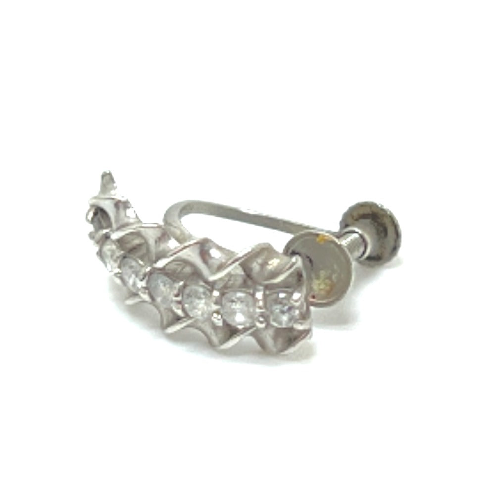 Jewelry Pt900 Diamond Single Earring Pt900 Women's Silver