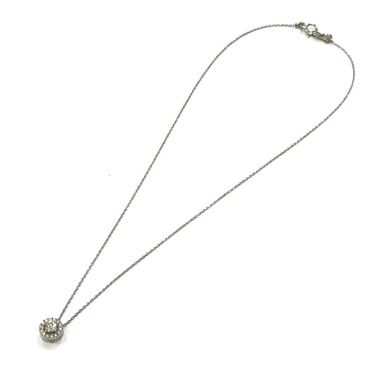 Jewelry Pt850 Pt900 D0.29ct D0.13ct Circle Diamond Necklace Pt900 Women's Silver