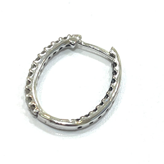 jewelry K18WG D0.20ct ダイヤ×ブラックダイヤ 片耳 ループ 宝石 ピアス K18WG レディース シルバー