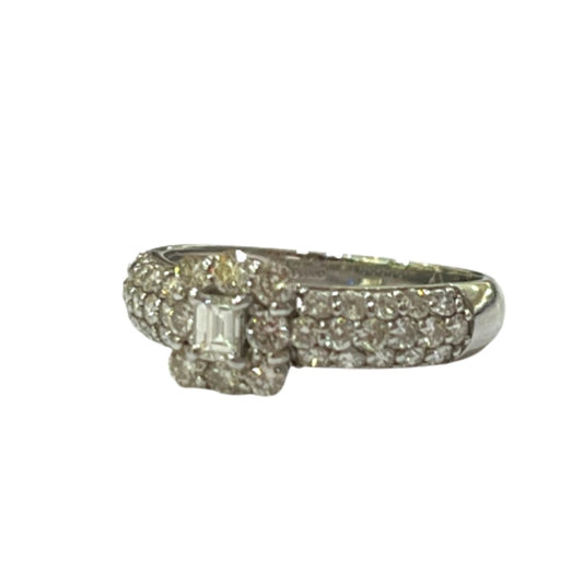 jewelry Pt900 D1.00ct Fancy Cut Diamond Accessories Ring Pt900 Silver Used