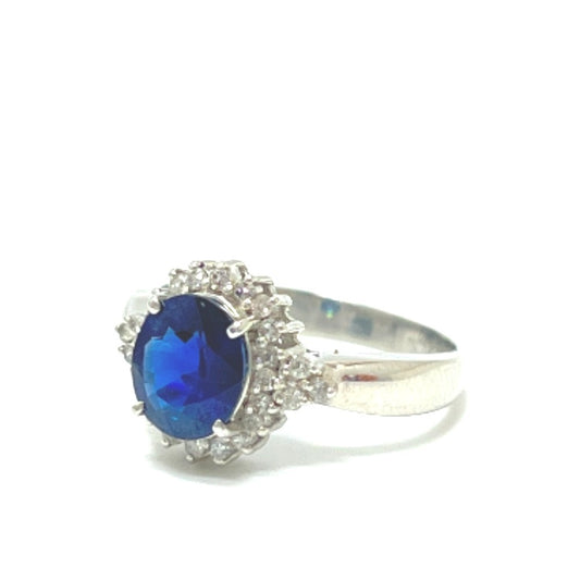 Jewelry Pt900 S1.50ct D0.20ct Sapphire Ring, Pt900 Women's Silver