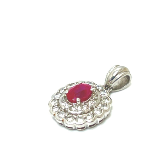 Jewelry Pt900 D0.062ct R0.97ct Ruby and Diamond Pendant Top Pt900 Women's Silver