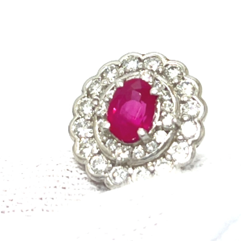 jewelry Pt900 D0.062ct R0.97ct ルビー ダイヤ ペンダントトップ Pt900 レディース シルバー