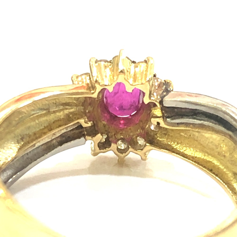 Jewelry K18×Pt900 R0.33ct D0.15ct Ruby and Diamond Accessory Ring K18/Pt900 Women's Gold