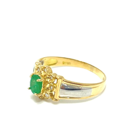 Jewelry K18 x Pt900 Emerald and Diamond Ring, Unmarked, Women's, K18 Gold