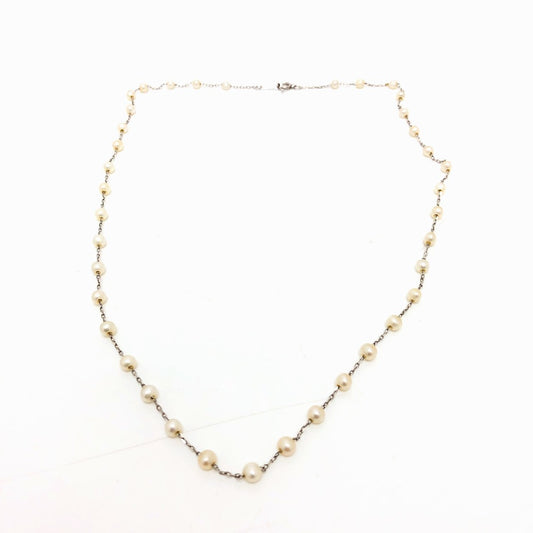 Jewelry K18WG Mini Pearl Chain Necklace Accessory Necklace Pearl Women's White