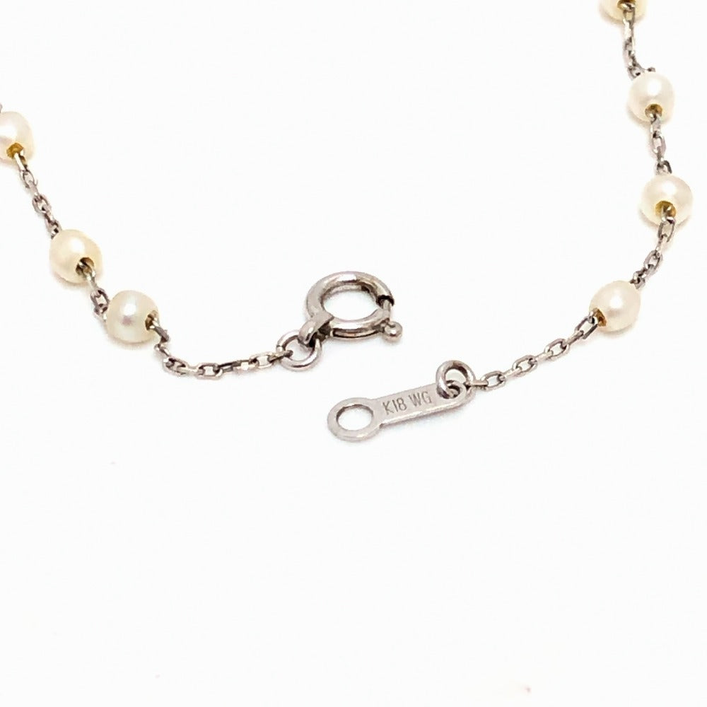 Jewelry K18WG Mini Pearl Chain Necklace Accessory Necklace Pearl Women's White