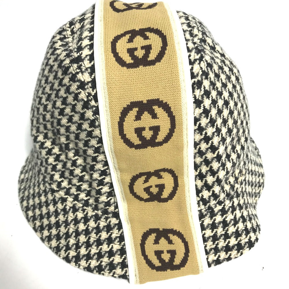 Gucci Interlocking G GG Houndstooth Bucket Hat Hat Hat Cotton Men
