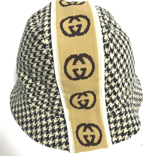 GUCCI Interlocking G GG Houndstooth Bucket Hat, Cotton, Men's, Black