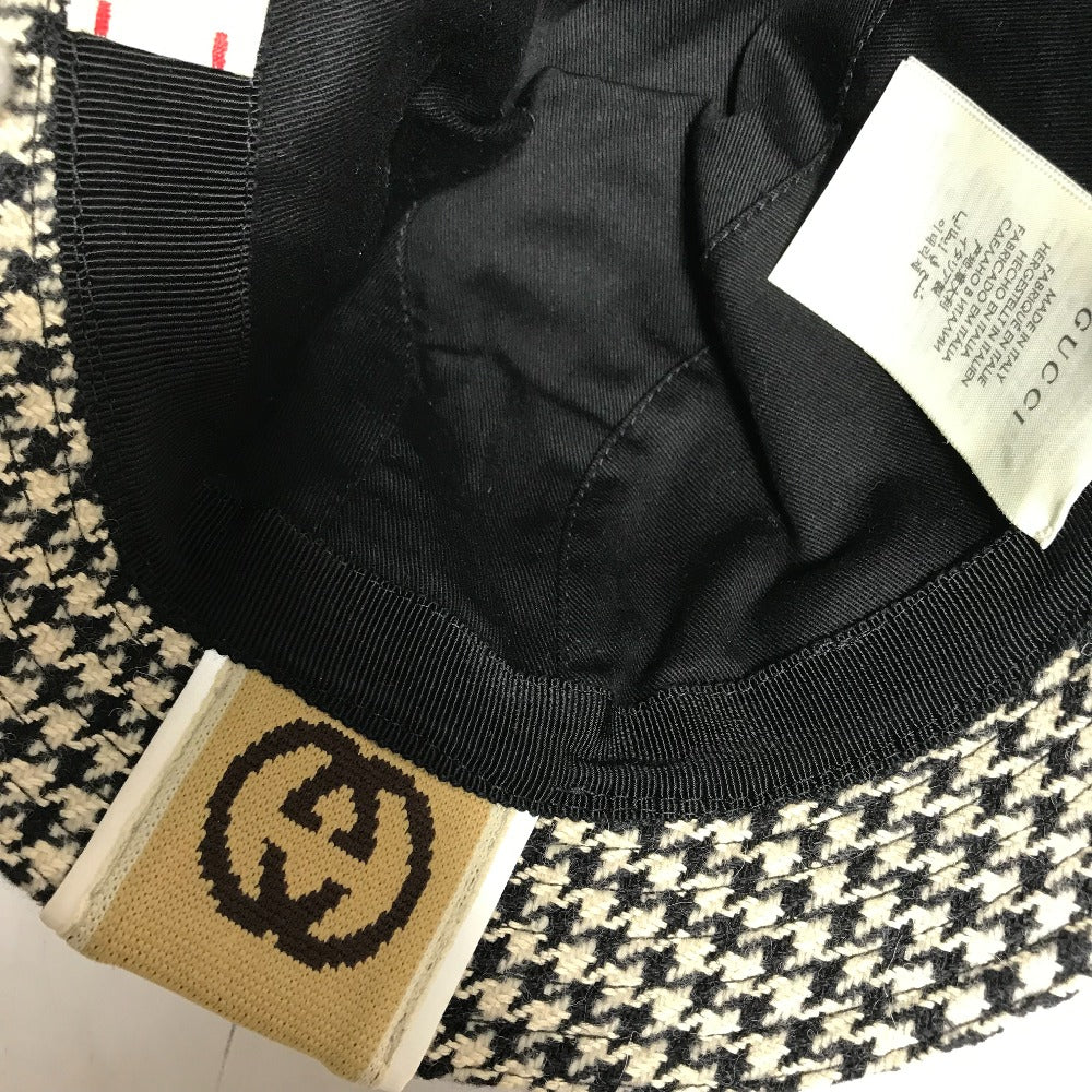 GUCCI Interlocking G GG Houndstooth Bucket Hat, Cotton, Men's, Black