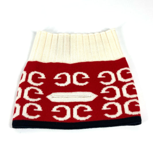 GUCCI Logo Neck Warmer Accessory Scarf Wool Unisex Red