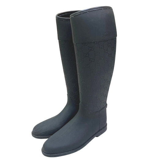 GUCCI GG pattern Rain boots shoes Rain shoes rubber Black Used