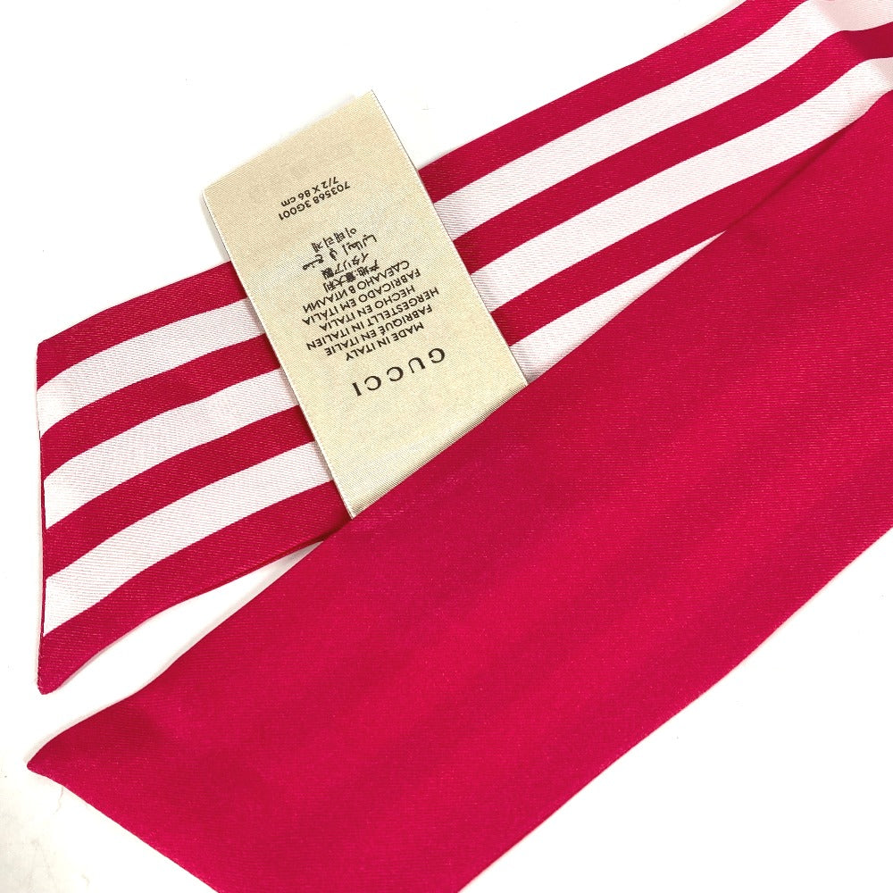 GUCCI 703568 Bandeau Scarf, Adidas Collaboration Neck Bow with Three Stripes, Silk, Women's, Pink