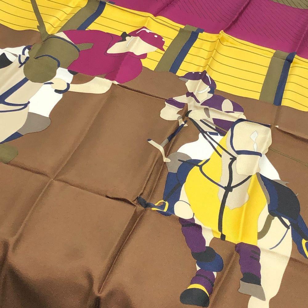 GUCCI オールドグッチ ジョッキーモチーフ ファッション小物 ヴィンテージ ポロ スカーフ シルク レディース ブラウン