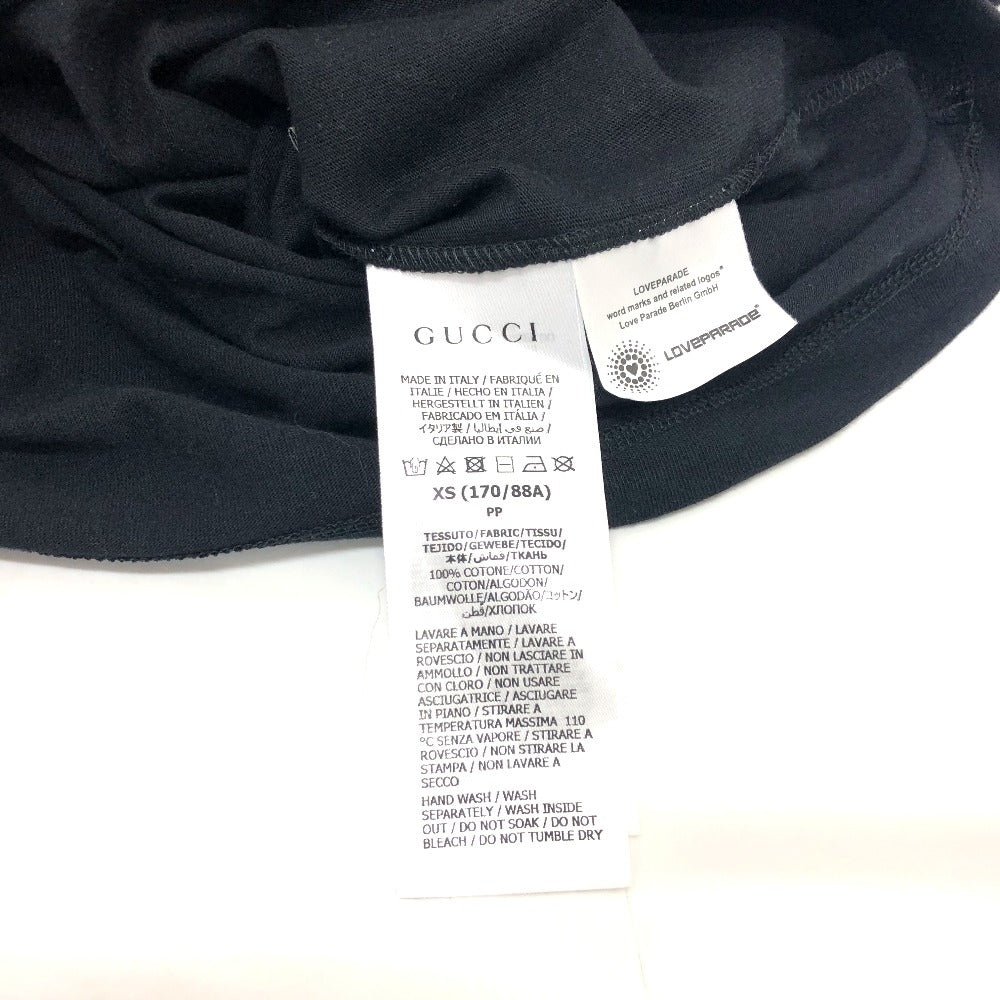 GUCCI ハート ドット アパレル トップス 半袖 Tシャツ フロントプリント ラブパレード 半袖Tシャツ コットン メンズ ブラック