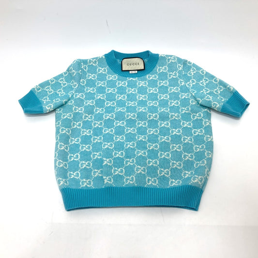 GUCCI 629456 20AW GGジャガード 半袖 ニット トップス コットン半袖 ニット コットン レディース 水色 ブルー - brandshop-reference