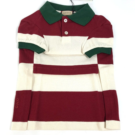 GUCCI 695744 Dog T-Shirt with GG and Strawberry Patches, Big Stripes, Unisex Cotton, Red