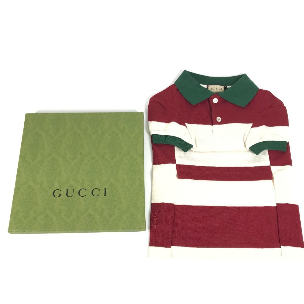 GUCCI 695744 Dog T-Shirt with GG and Strawberry Patches, Big Stripes, Unisex Cotton, Red