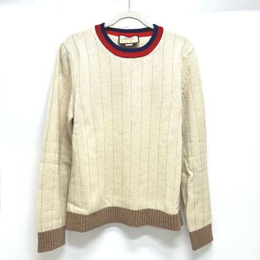 GUCCI 716348XKCQD 23SS Ribbed crew neck long sleeve knit top apparel sweater wool Beige Used