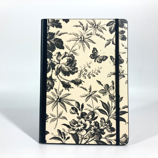 GUCCI 661731 Herbarium Large Notepad, Stationery, Notebook, Leather, Unisex, Black