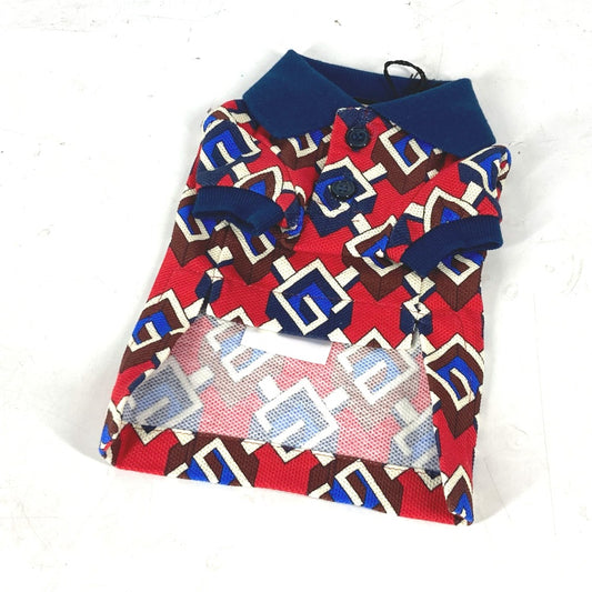GUCCI 695744 Dog Logo Pet Clothes with GG Geometric Pattern, Cotton Tops, Unisex, Navy