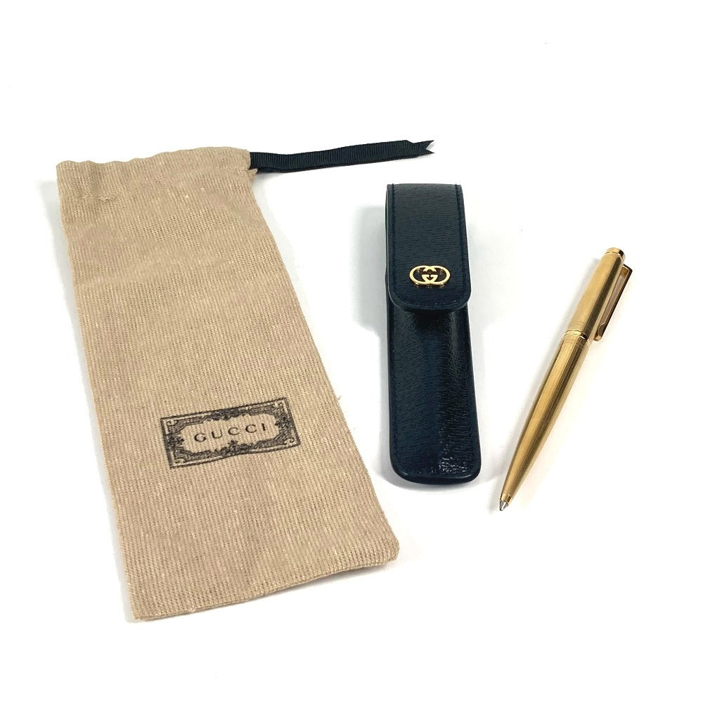 GUCCI 662762 Interlocking G Pencil Case with Case, Metal, Unisex, Gold