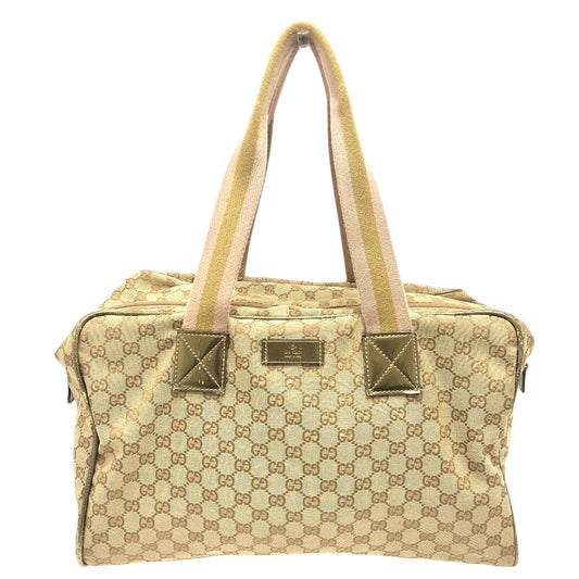 GUCCI 153240 GGCanvas Square Shoulder Bag Tote Bag Travel Bag Duffle Bag GGCanvas Beige Used