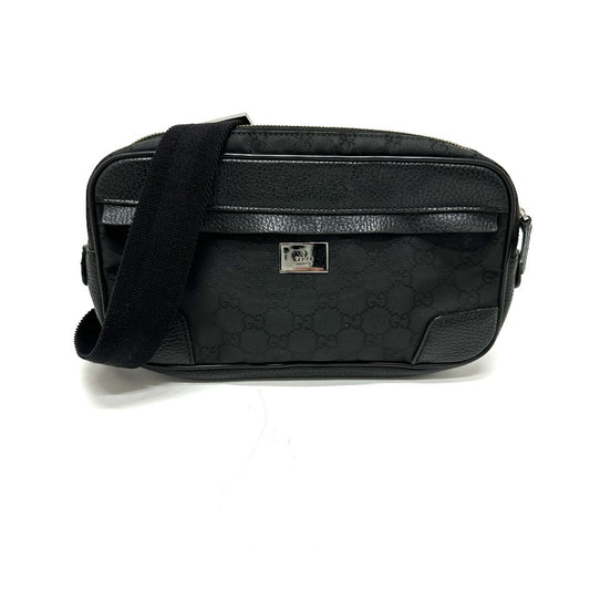 GUCCI 336672 GG Nylon Body Bag/Waist Bag Nylon/Leather Men's Black