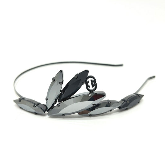GUCCI GG Crystal Bijou Hair Accessory Headband in Metal, Women's, Black
