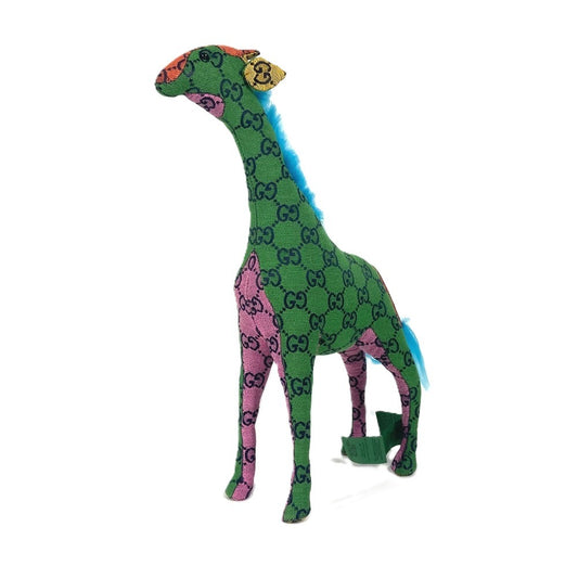 GUCCI 670233 GG Decorative Giraffe Animal Doll, Stuffed Animal for Home Decor, GG Canvas, Unisex, Multicolor