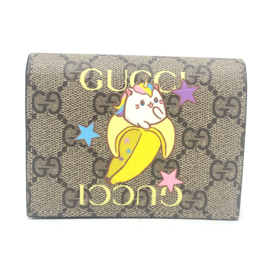 GUCCI 701009 Bananya collaboration Compact Wallet Small Items Folded wallet GG Supreme Canvas Brown Used