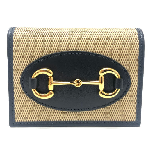 GUCCI 621887 Horsebit Compact Wallet Small Items Folded wallet Canvas/Leather BROWN Brown Used
