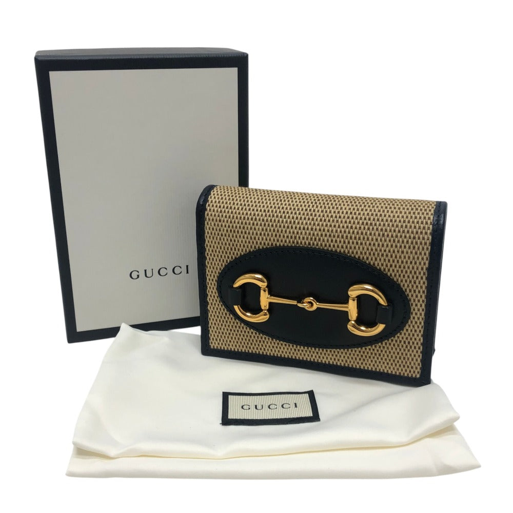 GUCCI 621887 Horsebit Compact Wallet Small Items Folded wallet Canvas/Leather BROWN Brown Used