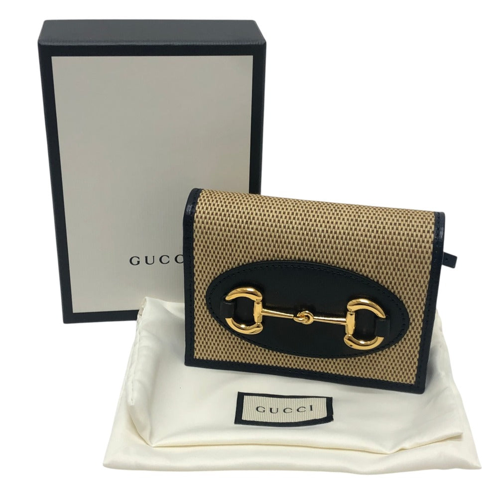 GUCCI 621887 Horsebit Compact Wallet Small Items Folded wallet Canvas/Leather BROWN Brown Used