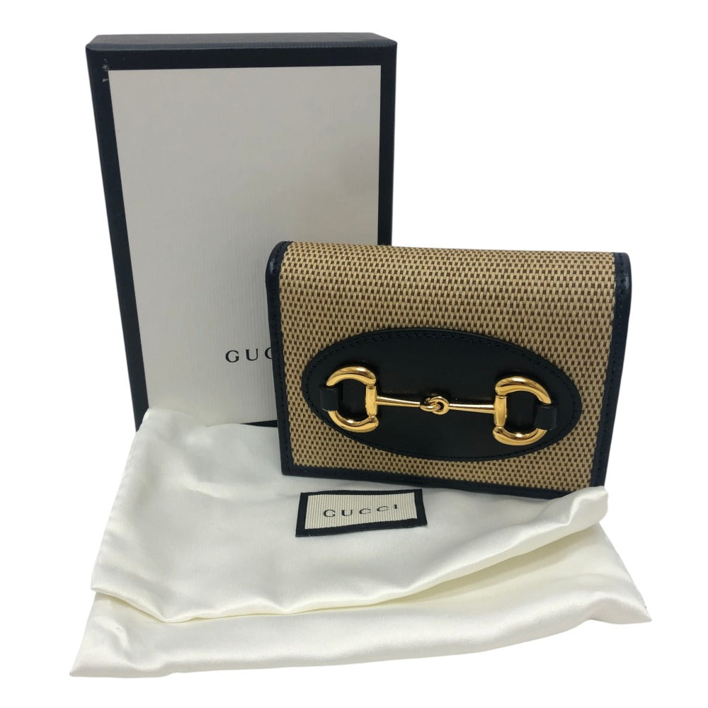 GUCCI 621887 Horsebit Compact Wallet Small Items Folded wallet Canvas/Leather BROWN Brown Used