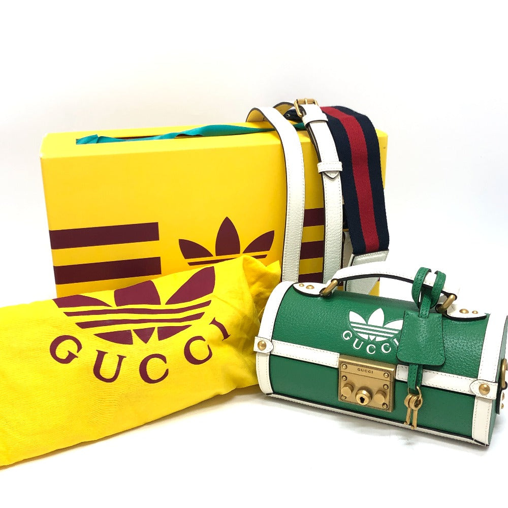 GUCCI 723801 Logo Golf Ball Case, Adidas Collaboration, 2-Way Bag, Handbag, Ball Case, Leather Handbag, Women's, Green