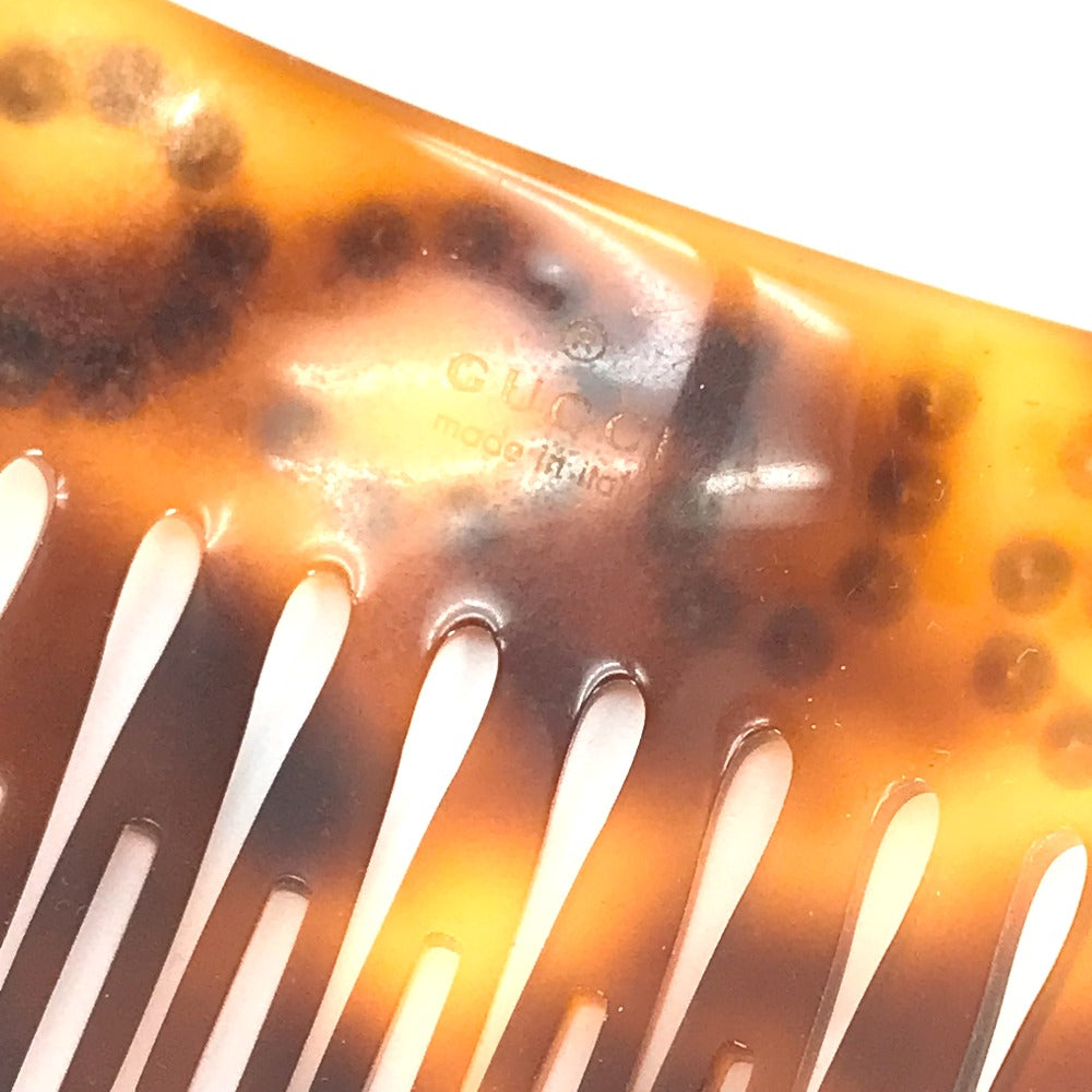 GUCCI 503957 Rhinestone GG Hair Comb, Plastic, Women's, Brown