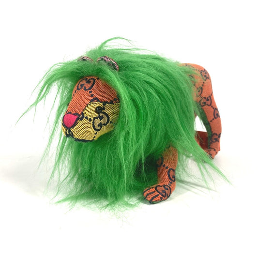 GUCCI 670235 GG Decorative Lion Doll, Interior Decor, Lion Plush Toy, GG Canvas, Women's, Green