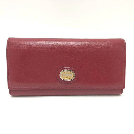 GUCCI 598531 Marina Interlocking G Long Wallet, Bifold Leather Wallet, Women's, Red