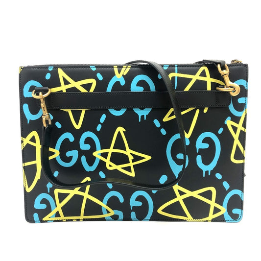 GUCCI 429004 Ghost Clutch 2-Way Shoulder Bag Leather Shoulder Bag Women's Black