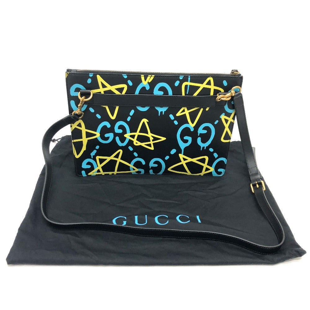 GUCCI 429004 Ghost Clutch 2-Way Shoulder Bag Leather Shoulder Bag Women's Black