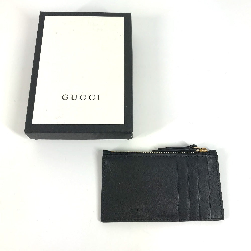 GUCCI 431715 Logo Fragment Case Wallet/Coin Purse Leather Unisex Black