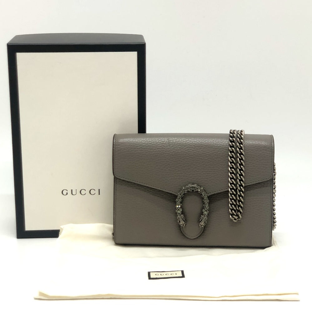 GUCCI 401231 Dionysus Chain Wallet, Crossbody Mini Bag, Wallet, Shoulder Bag, Leather, Women's, Gray