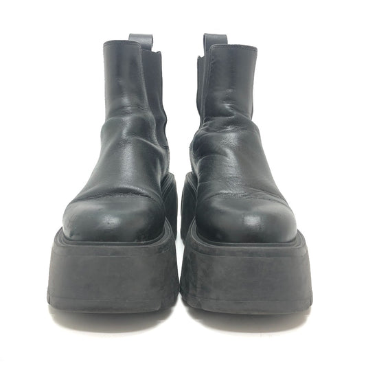 VALENTINO Heel Side Gore Shoes Logo Platform Ankle Boots Short Boots Leather Women's Black