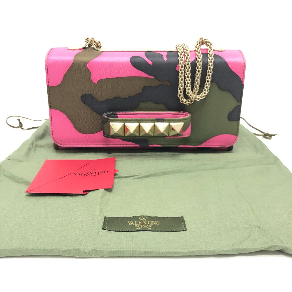Valentino Garavani Camouflage 2-Way Clutch Bag, Crossbody Bag, Shoulder Bag, Nylon, Women's, Pink