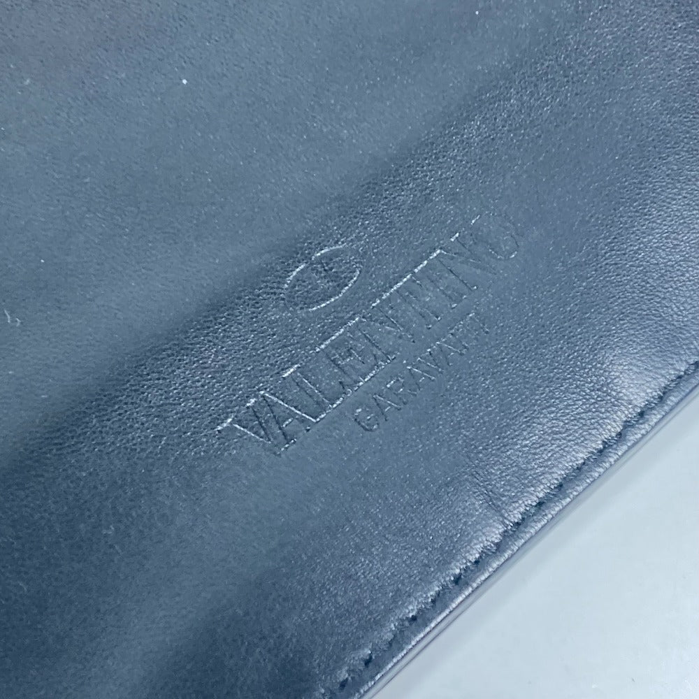 VALENTINO スタッズ 3連 セカンドバッグ トリコロールカラー カバン クラッチバッグ レザー ユニセックス ブラック - brandshop-reference